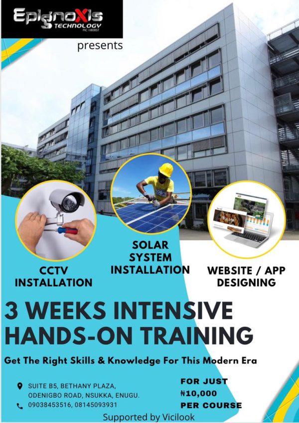 3 WEEKS INTENSIVE HANDS-ON TRAINING ON CCTV SYSTEM, SOLAR SYSTEM INSTALLATIONS AND MAINTENANCE, WEB & APP DEVELOPMENT