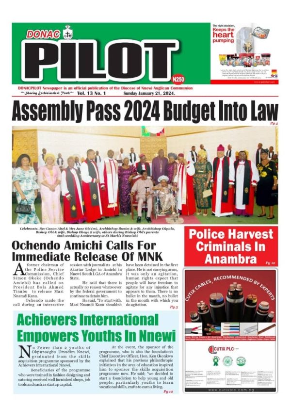 DONAC PILOT Volume 13 January Edition Front Page.