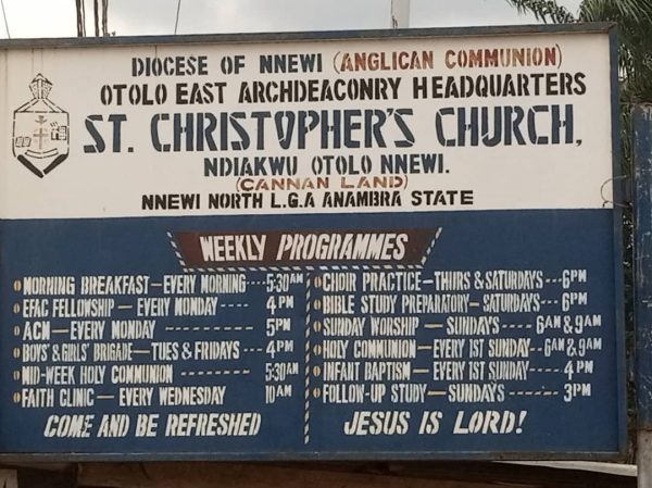 ST. CHRISTOPHER’S ANGLICAN CHURCH, NDIAKWU
