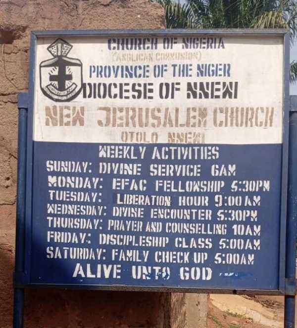 NEW JERUSALEM’S ANGLICAN CHURCH, AKABOR-UMUENEM, OTOLO NNEWI