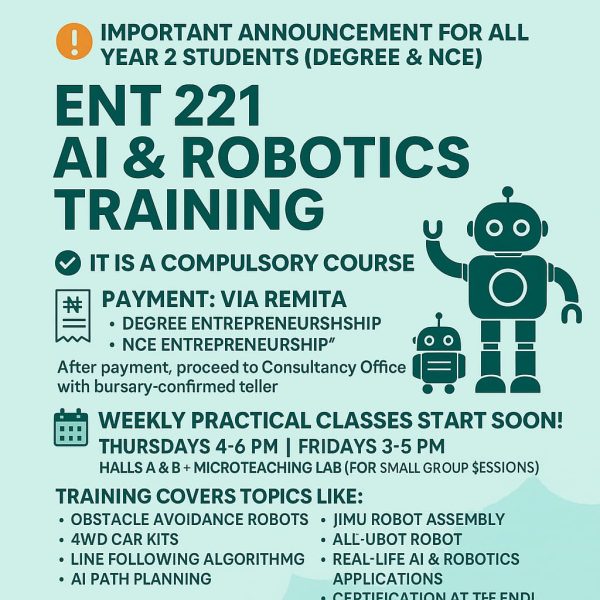 *IMPORTANT ANNOUNCEMENT FOR ALL YEAR 2 STUDENTS* (DEGREE & NCE) From: Consultancy Services, NOCEN Date: 18/06/2025  In line with the Provost’s dire…