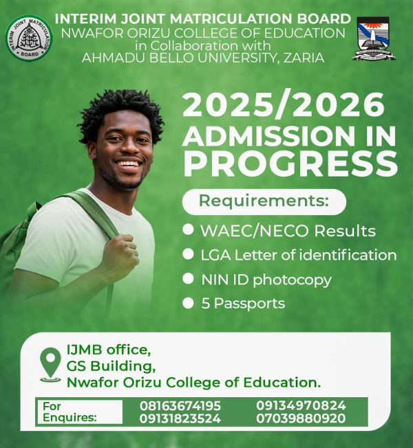 🎓 Skip JAMB, Gain Direct Entry into 200 Level! Start your journey to university success with IJMB 2025/2026 at Nwafor Orizu College of Education, i…