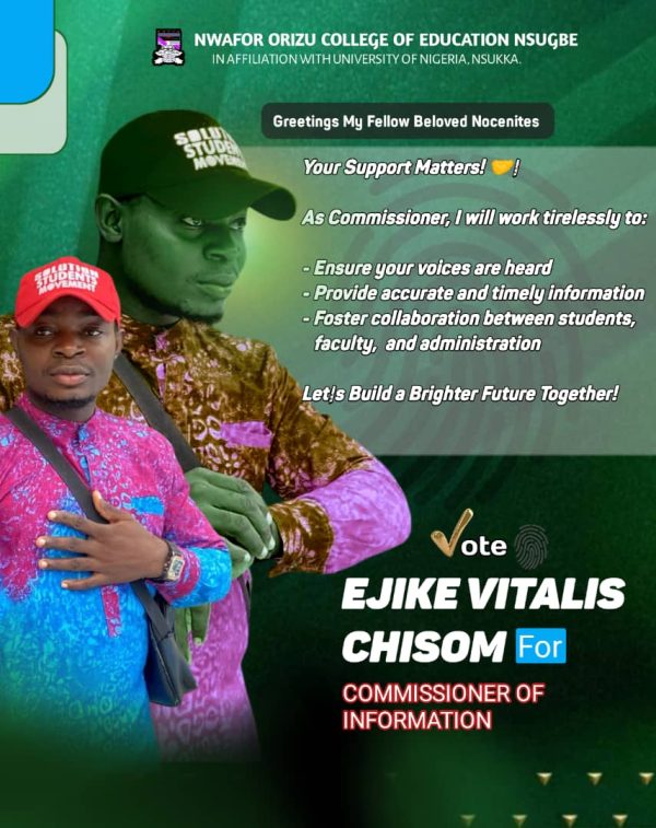 EJIKE VITALIS CHISOM FOR SUG COMMISSIONER OF INFORMATION