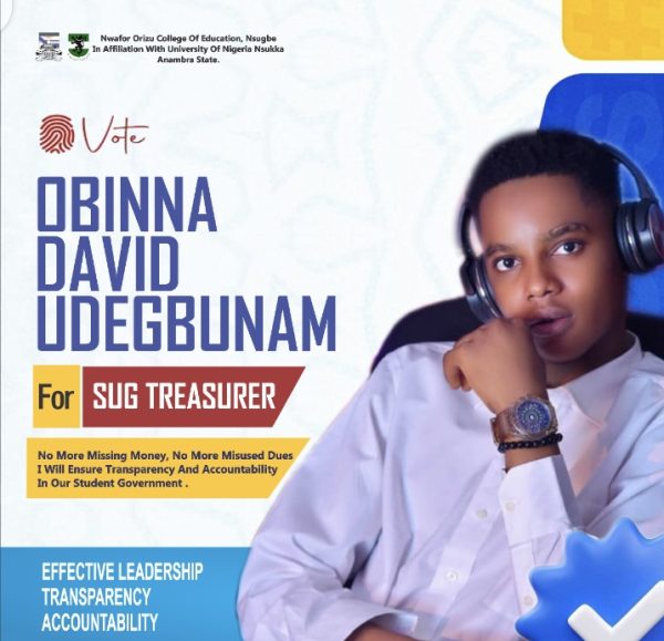 OBINNA DAVID UDEGBUNAM FOR SUG TREASURER