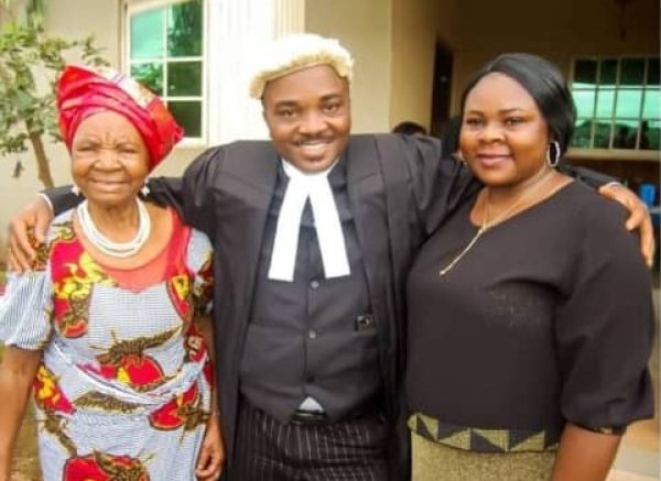 My mother, Chief Orinechi Theresa Ezugwu of the blessed memories and my wife on my post Call to Bar Celebration in the year 2020. #NBACallToBar